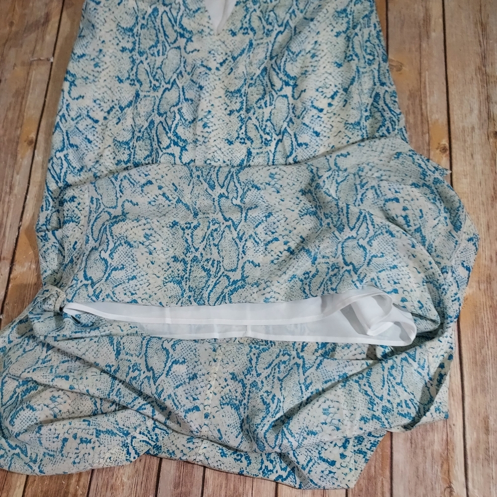 Equipment Connery turquoise silk snake print dress M - Picture 9 of 12